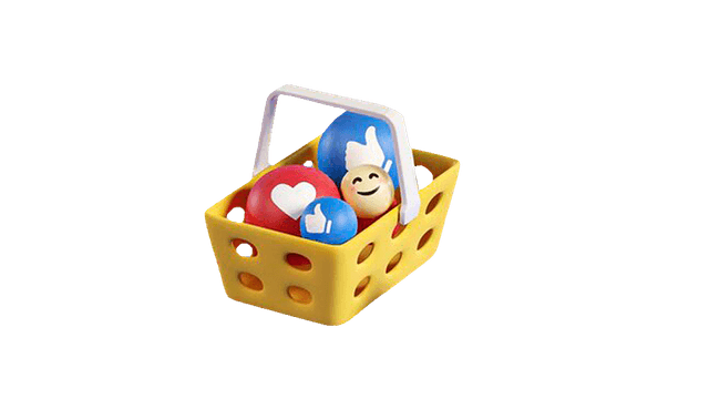 Basket with social media icons